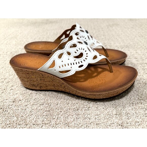 Clarks White Mimmey Anne Cork Wedge Sandal Size 9M Shoes Summer 2.5" Heels - Picture 2 of 8